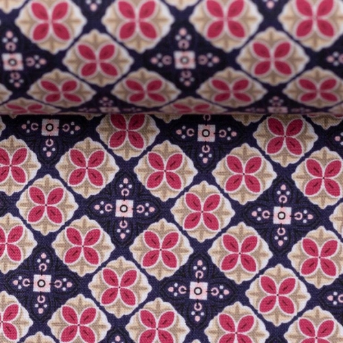 Baumwolle | JULIA Rauten Blumen | lila rosa